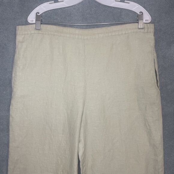Outfit JPR Pants Womens Medium Green 100% Linen Elastic Waist‎ Pockets Vacation - Picture 2 of 10